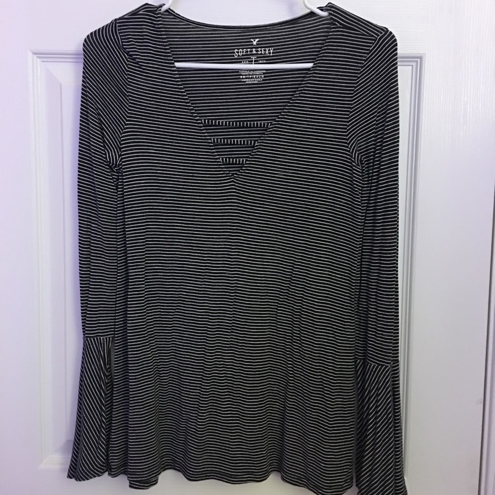 american eagle bell sleeve striped top